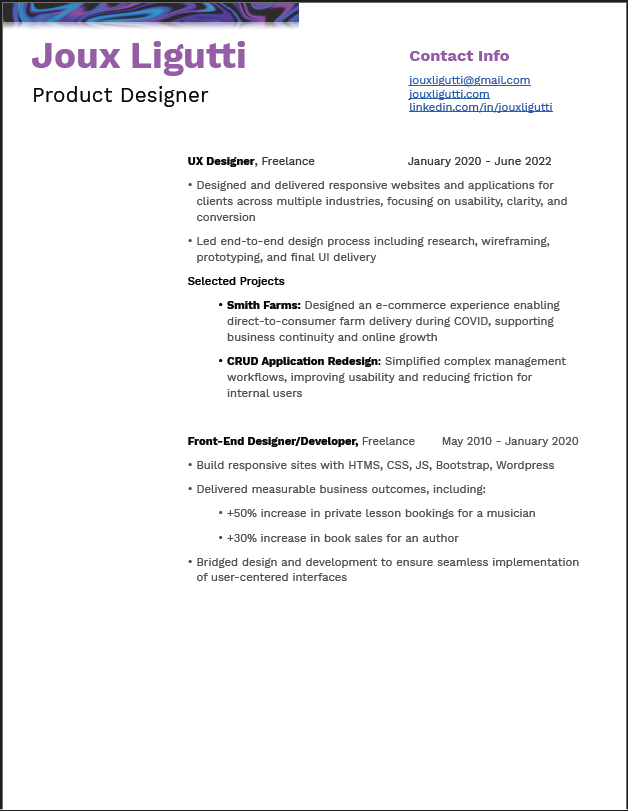 resume page 2